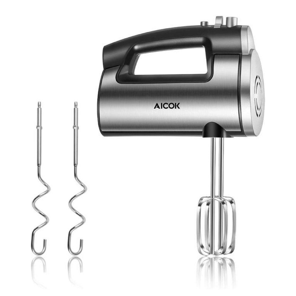 AICOK Handmixer HM833, 300,00 W, elektrisches Rührgerät mit 2 Rührbesen, 2 Knethaken