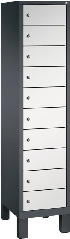 C P S 3000 Evolo Metall Schließfach 10 Türen Zylinderschloss 420 x 500 x 1.850 mm Schwarz 48010-1210 S10032
