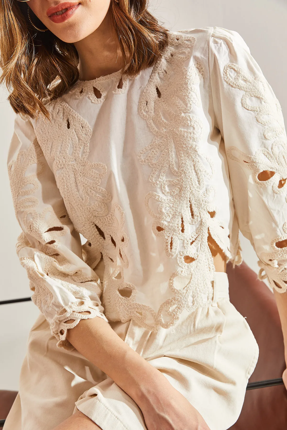Bianco Lucci  Bluse - Ecru - Regular Fit