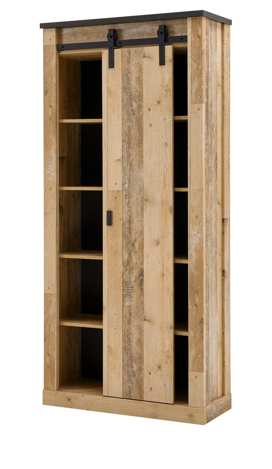 Furn.Design Mehrzweckschrank Stove (Büroschrank in Used Wood Vintage, 93 x 201 cm) mit Schiebetür