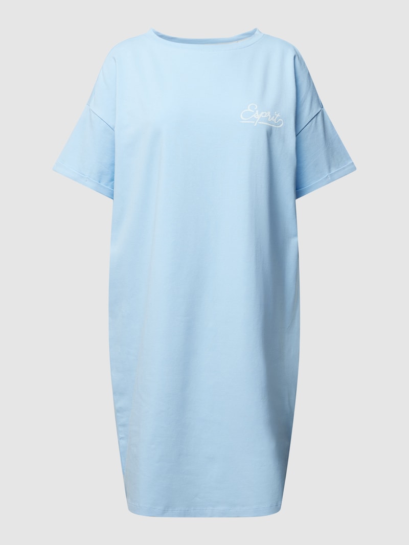 Nachthemd mit Label-Print in hellblau