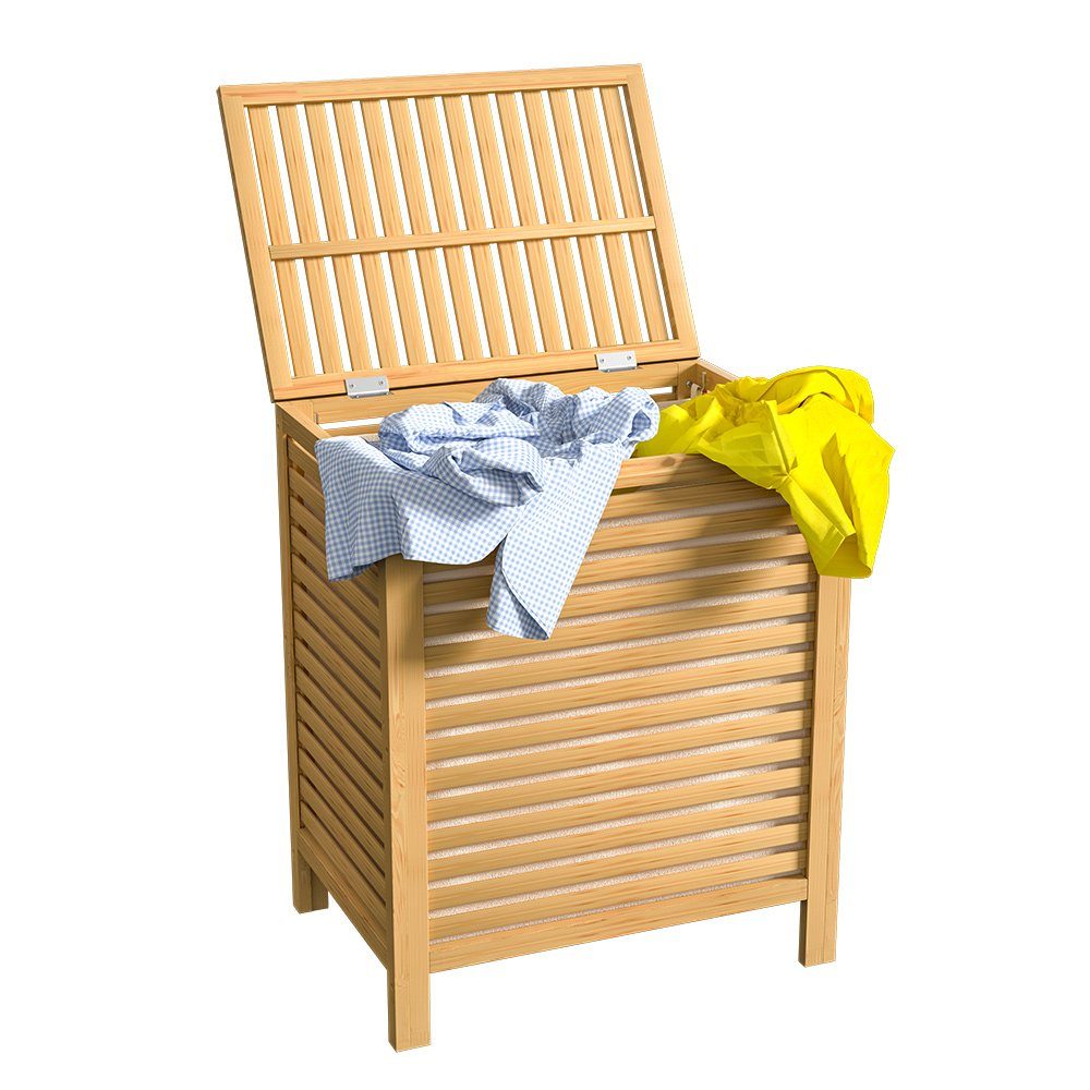 Casaria Wäschekorb (1 St), Bambus 62l Wäschebox natur Wäschebehälter Badezimmer Truhe