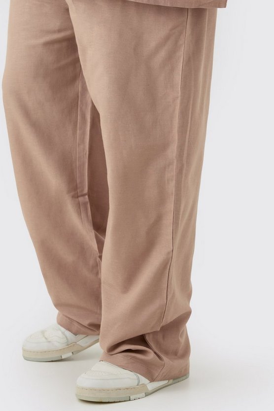 Plus lockere Leinen-Hose mit elastischem Bund