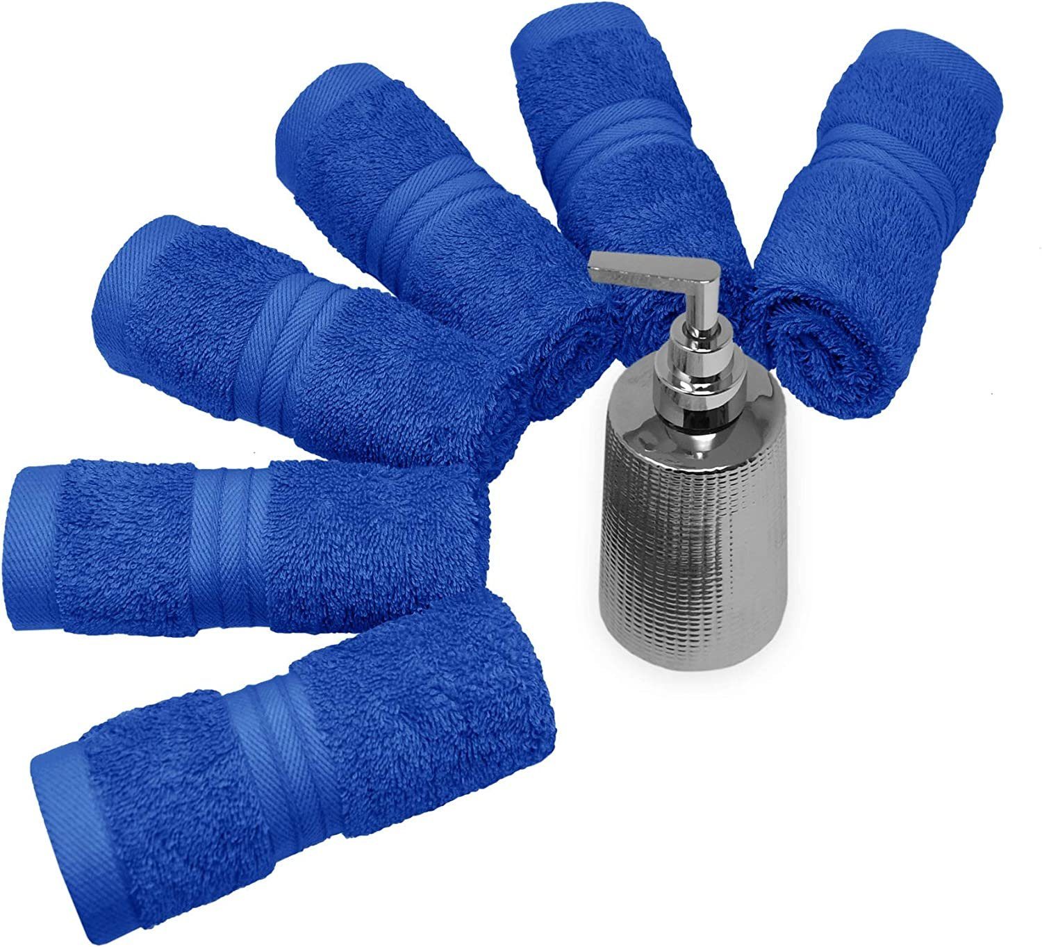 Lashuma Seiftuch Linz (Set, 6-tlg), Frottee Handtuchset blau 30x30 cm