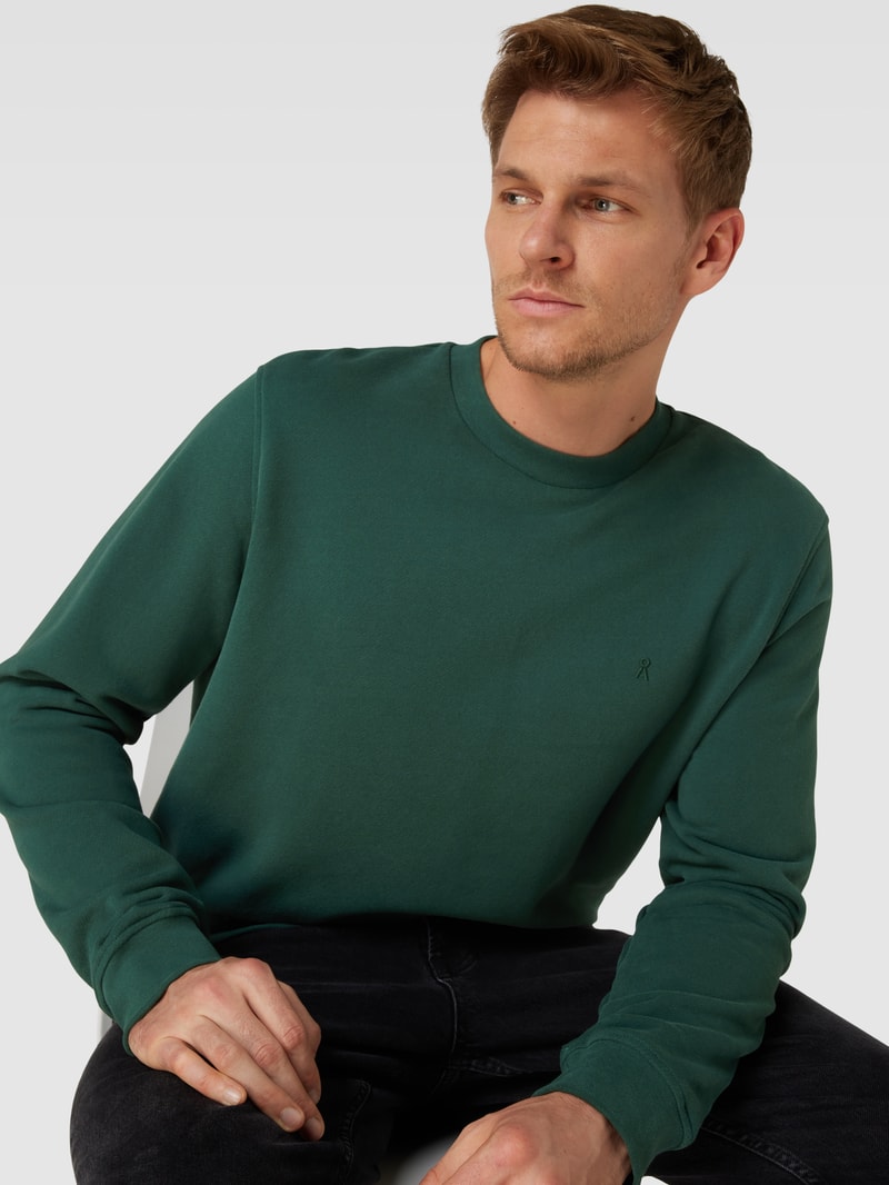 Sweatshirt mit Logo-Stitching Modell 'BAARO' in dunkelgrün