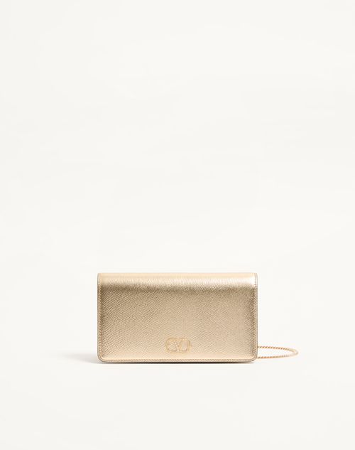 VLogo Signature Mini-skuldertaske i lamineret, kornet kalveskind med juvellogo