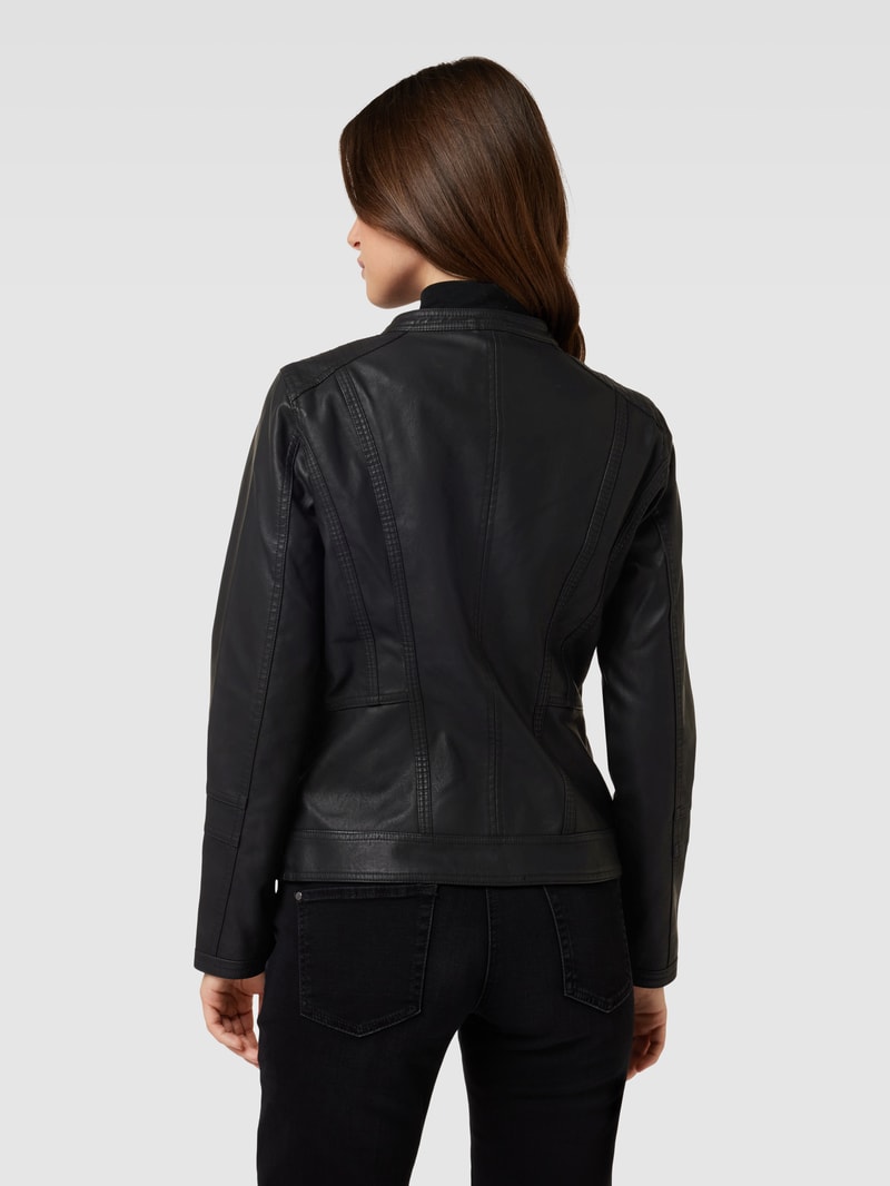 Lederjacke mit Reißverschluss Modell 'Gunilla' in schwarz
