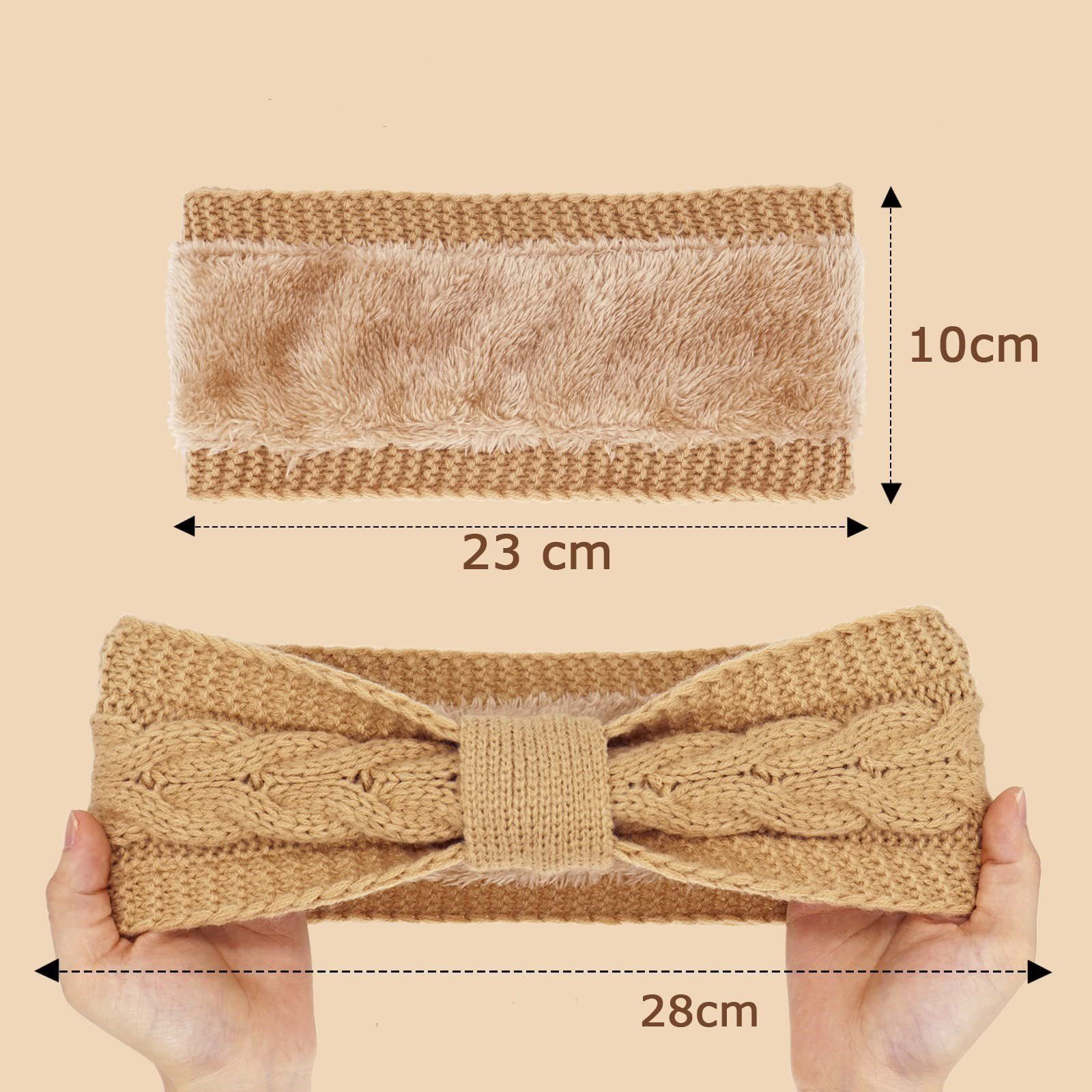 YYV Haarband Stirnband Damen Winter,Gestrickte Haarreifen für Frauen Mädchen, 3-tlg., Verdicken Stirnbänder Ohrenwärmer für Outdoor Sport,Skifahren,Laufen