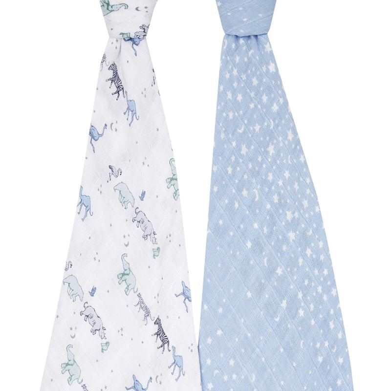 Lot de 2 langes rising star animaux bleu Aden et Anais
