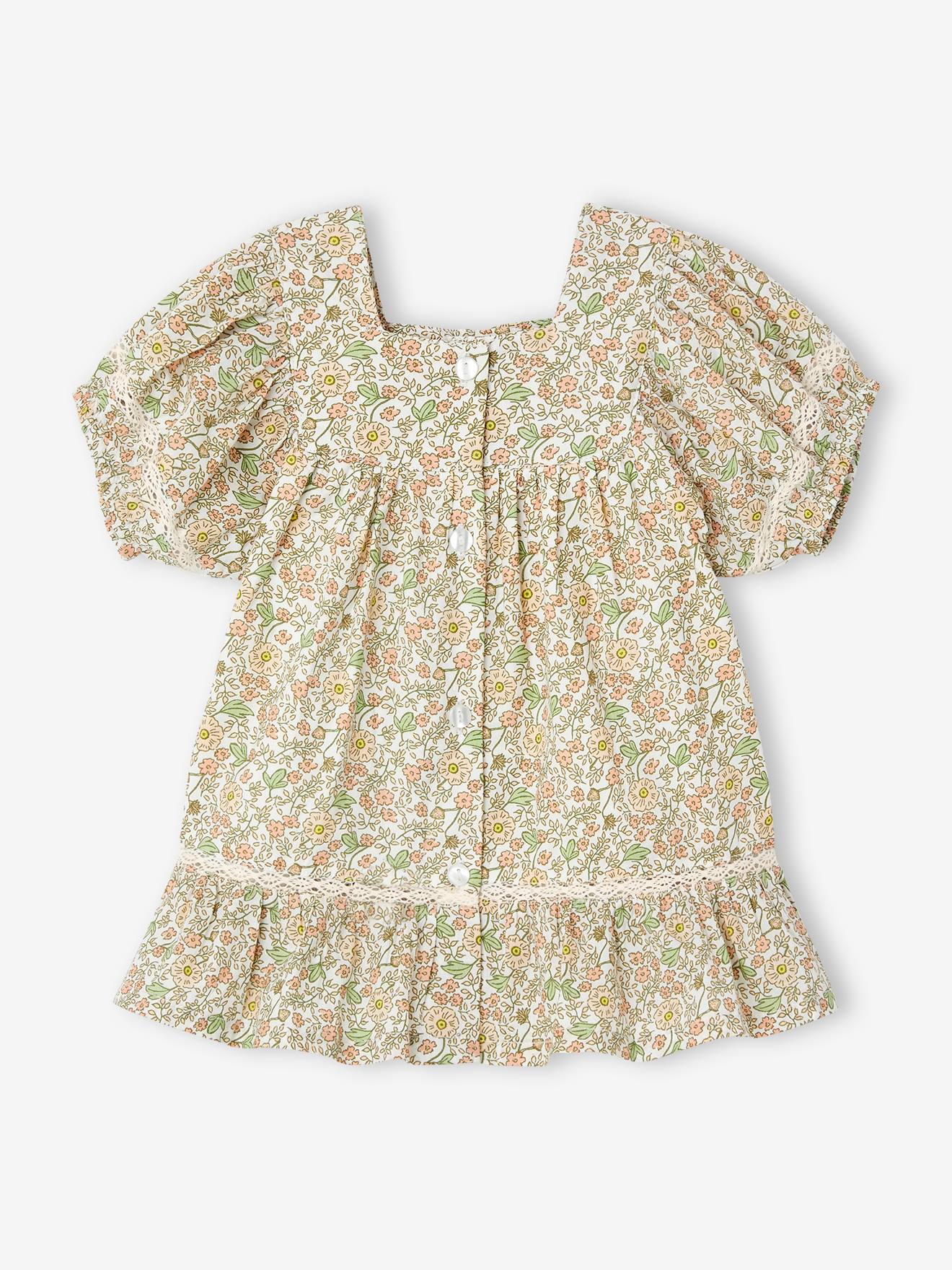 Vertbaudet Mädchen Baby Kleid mit Spitze - vanille