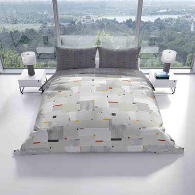 Bettwäsche Baumwolle 135x200, 155x200, 155x220, 200x200, 200x220 oder 240x220, Leonado Vicenti, Renforcé, 2 teilig, Streifen in verschiedenen Farben mit Reißverschluss