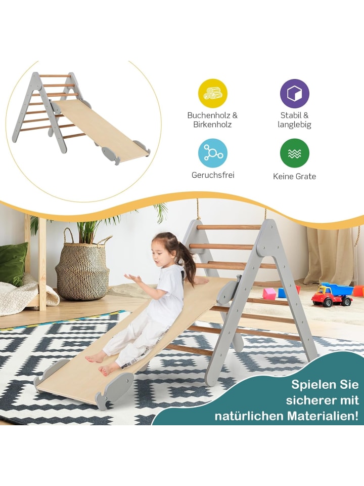 COSTWAY Kletterdreieck mit Rutsche in Grau günstig kaufen onesize