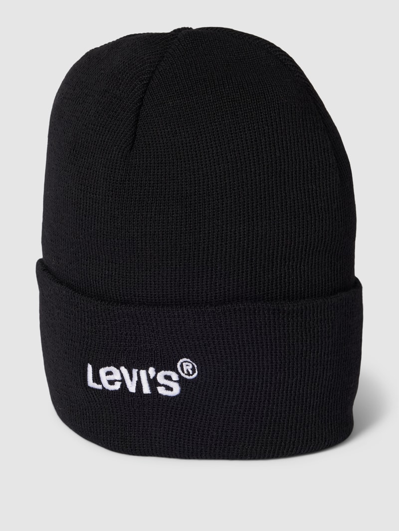 Beanie mit Logo-Stitching Modell 'Wordmark' in schwarz