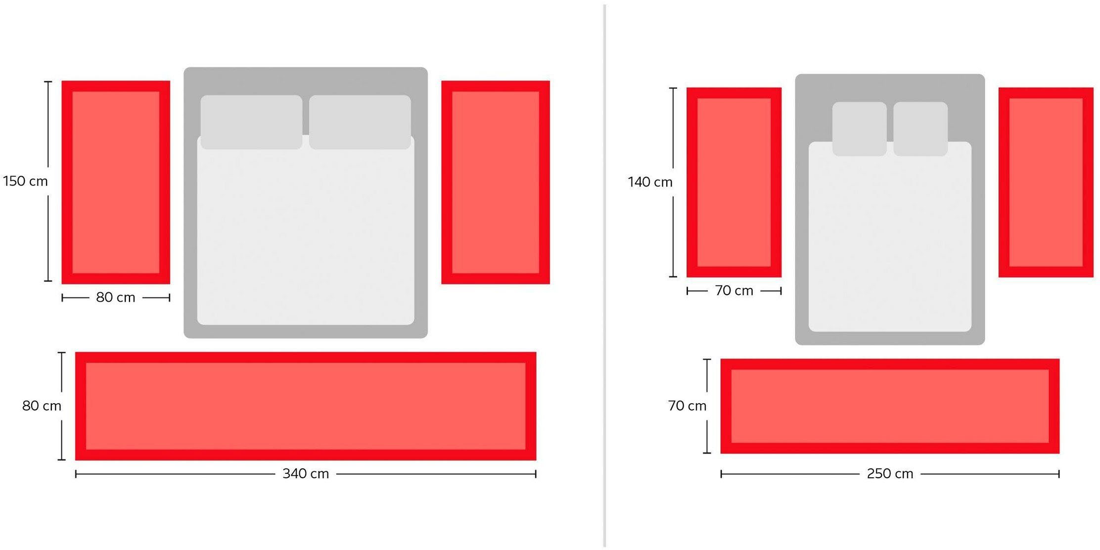 Bettumrandung Malin Home affaire, Höhe 43 mm, (3-tlg), Hochflor, Shaggy, Uni-Farben, leichter glanz, Microfaser, Pflegeleicht