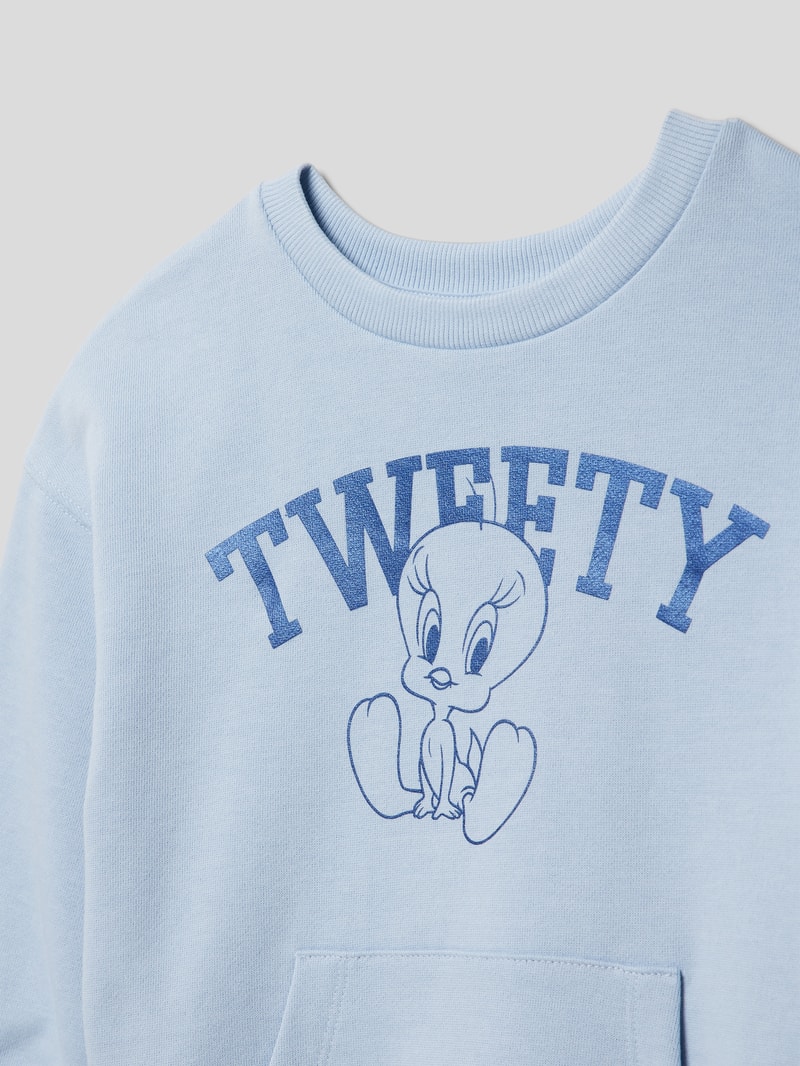 Sweatshirt mit Känguru-Tasche Modell 'tweety' in bleu