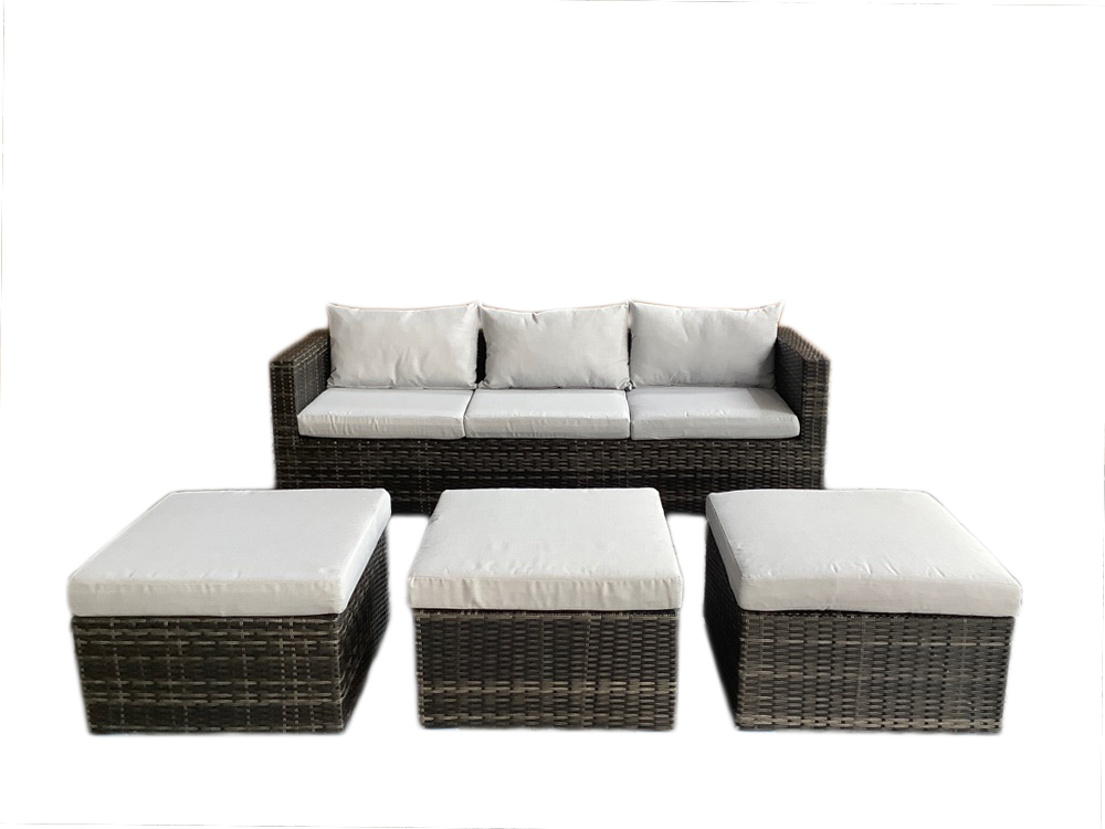 schütte Home & Living Rattan Multifunktionslounge 13-tlg. mit Auflagen hellgrau K/D