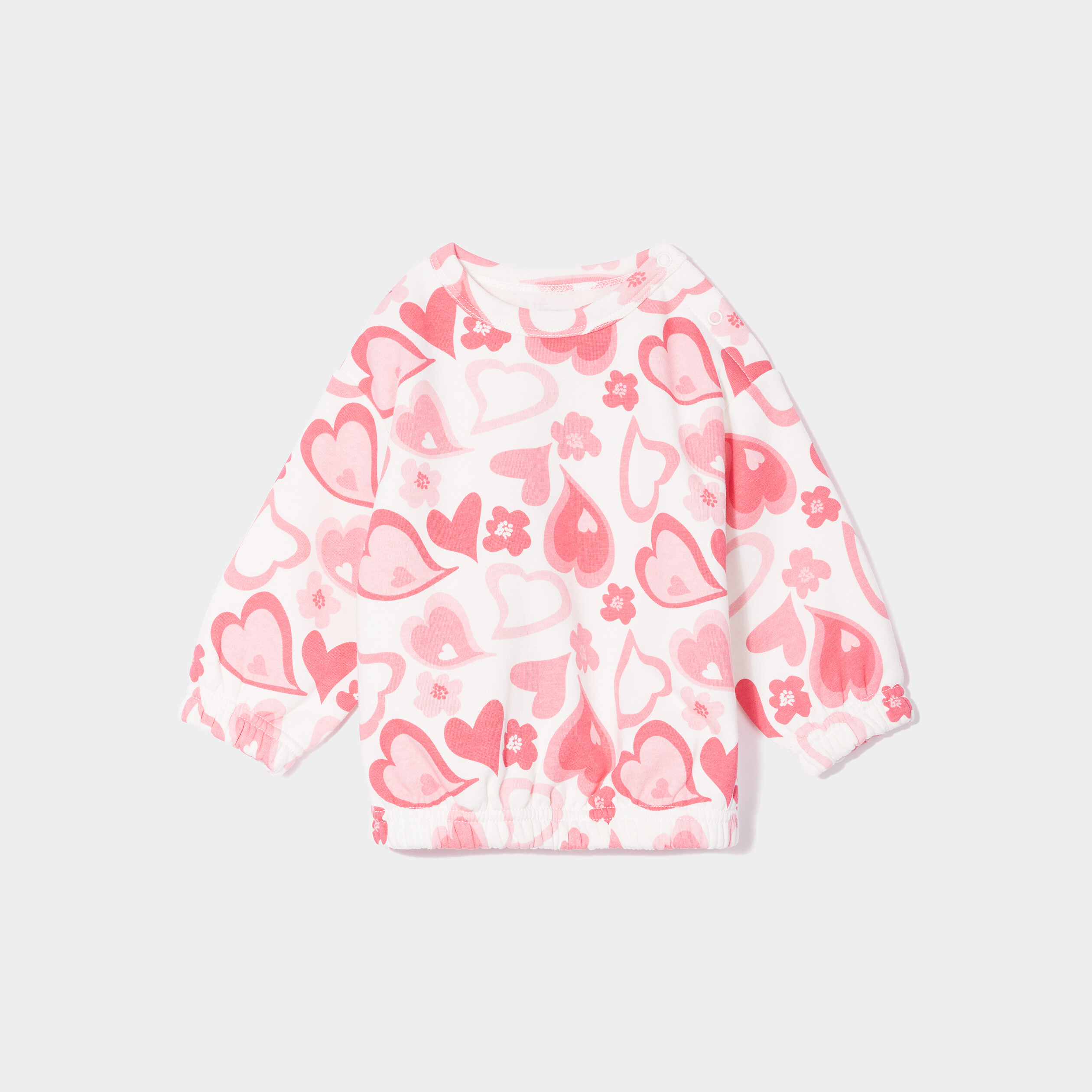 Sweat col rond épaule boutonnée ecru bébé fille | La Halle