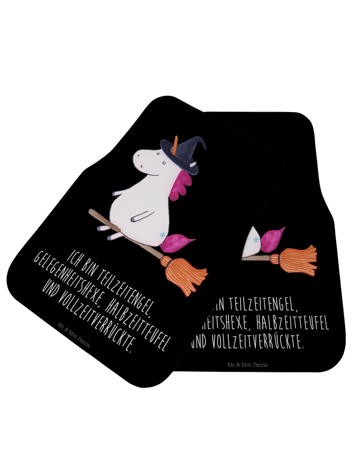 Mr. & Mrs. Panda Fahrer Autofußmatte Einhorn Hexe mit Spruch in Schwarz günstig kaufen onesize