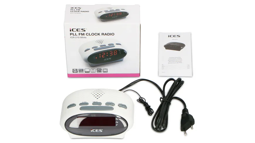 Ices ICR-210 White - FM Uhrenradio, Weiss