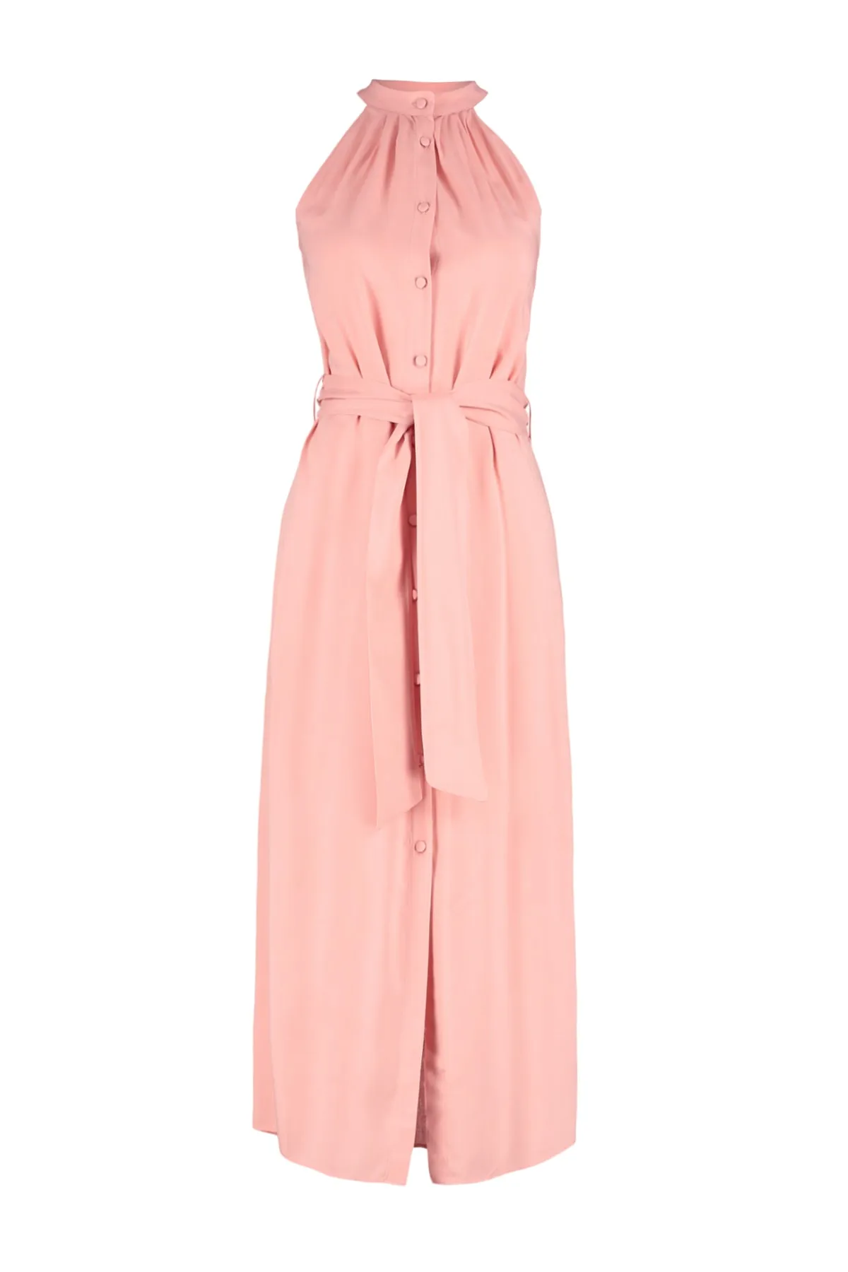 Trendyol Collection  Dusty Rose – Gewebtes Midi-Hemdkleid mit Gürtel TWOSS19XM0112