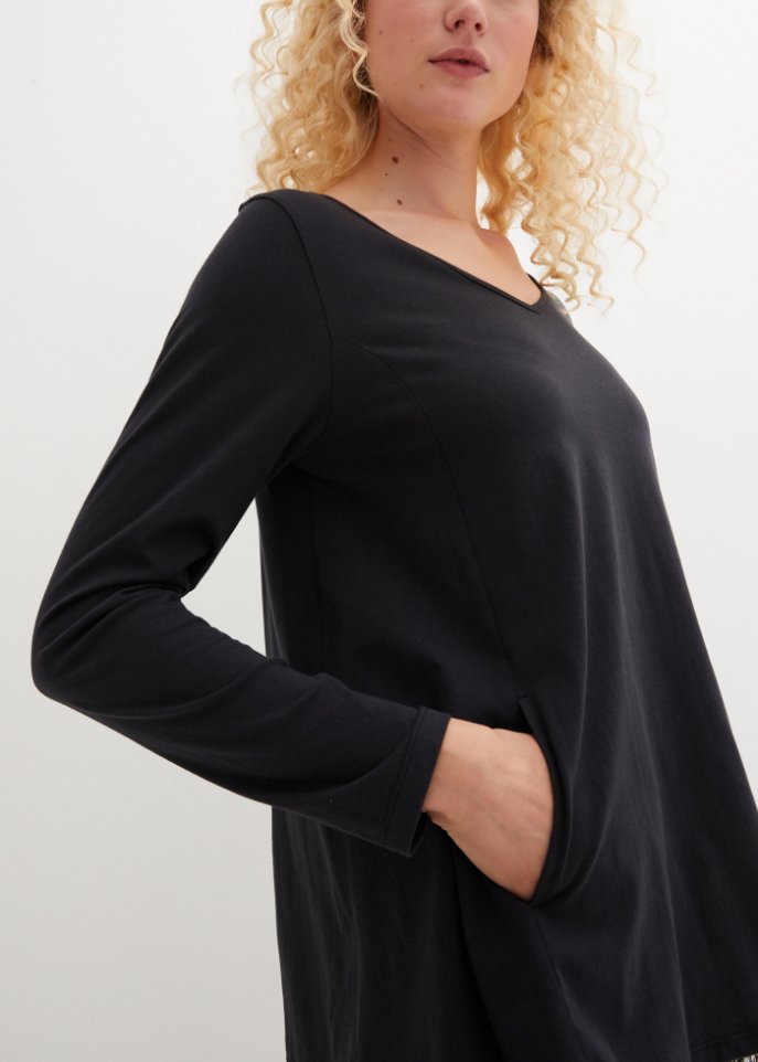 Baumwoll-Shirt mit Taschen, leicht ausgestellt
