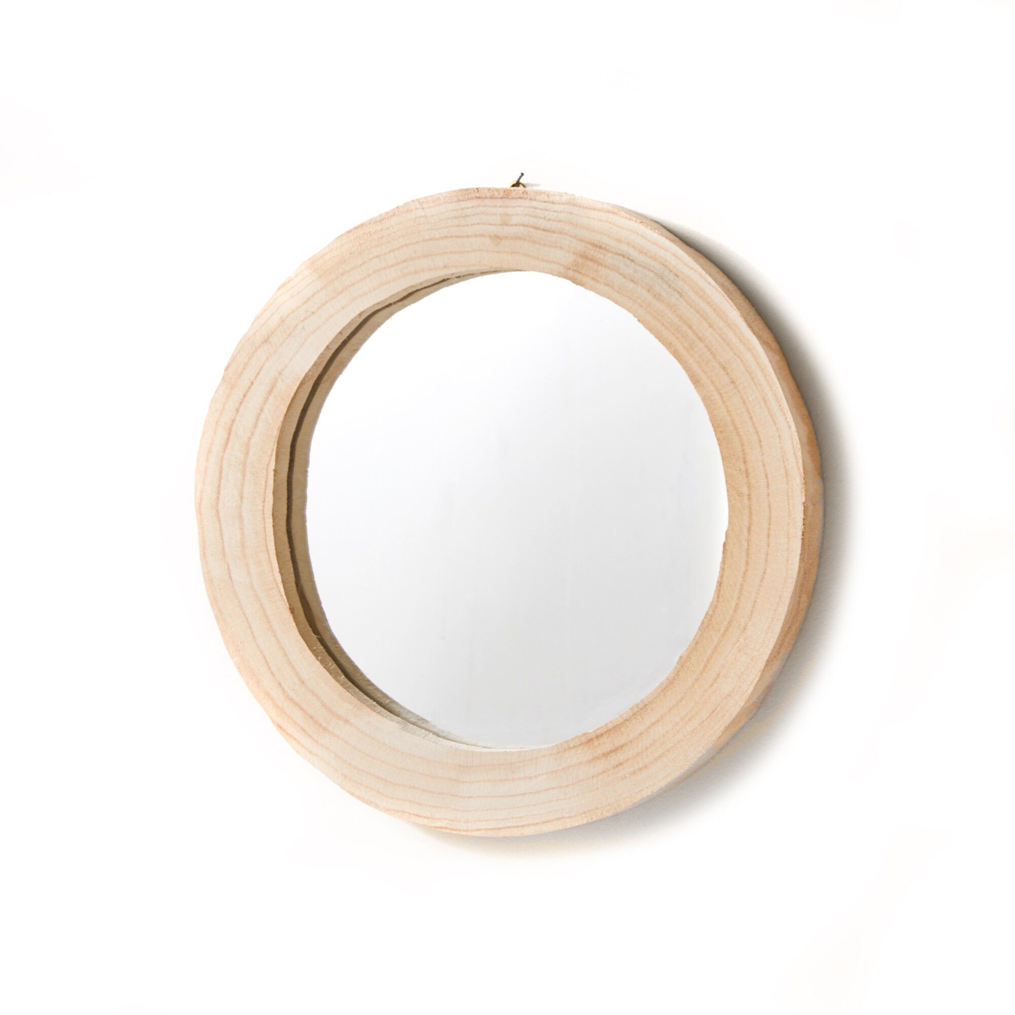 Miroir rond en bois naturel