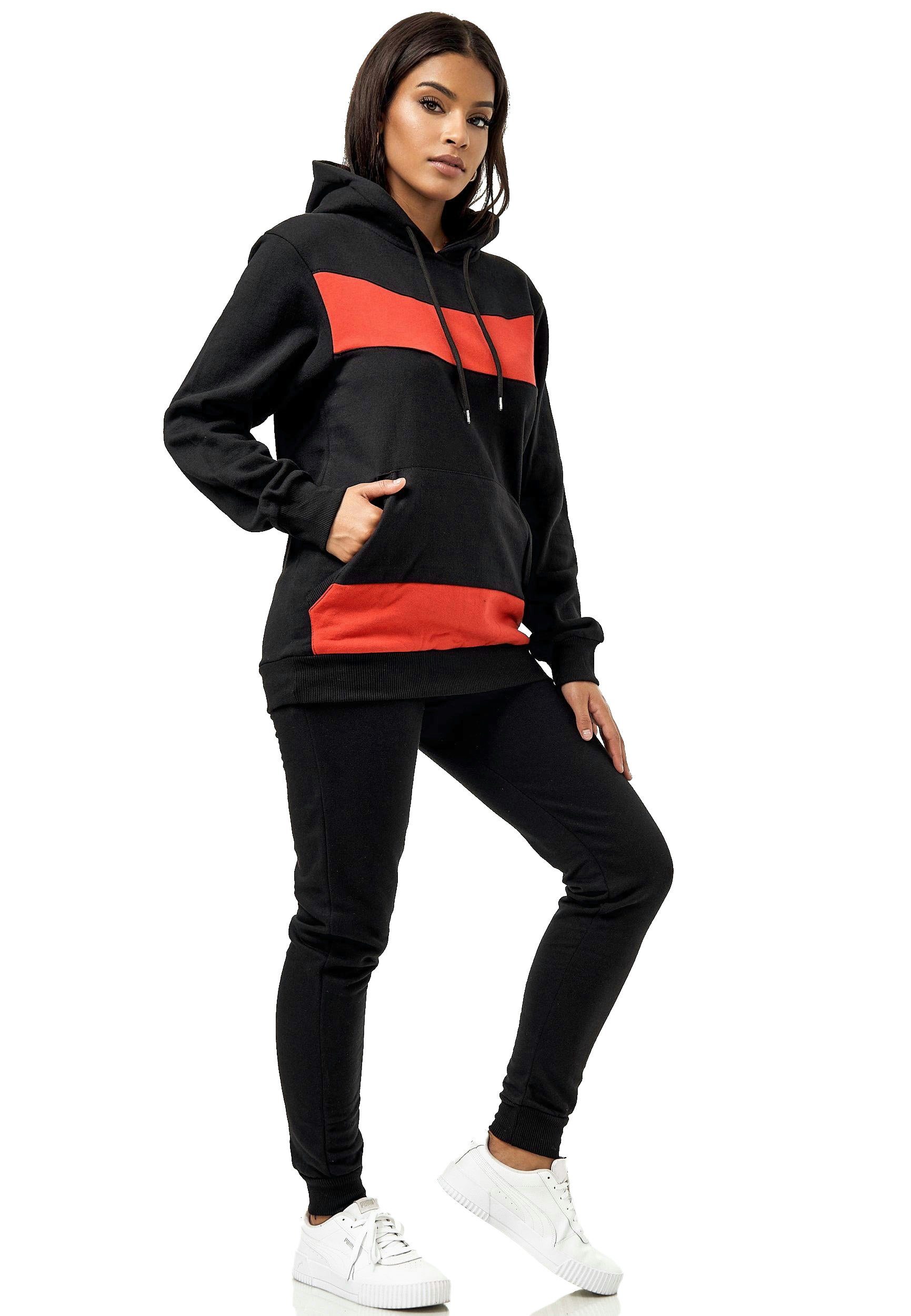 L.gonline Freizeitanzug Damen Jogginganzug, mit Kapuze und Bündchen, Trainingsjacke und (Packung, 2-tlg), Fitness Freizeit Casual