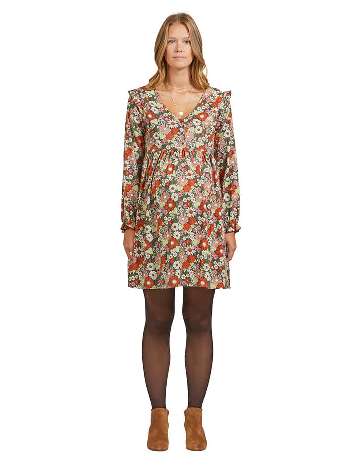 vertbaudet Kleid in Khaki/ Bunt günstig kaufen