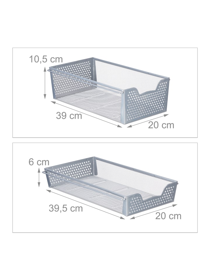 relaxdays Schubladenregal in Silber - (B)28 x (H)30 x (T)42,5 cm günstig kaufen onesize