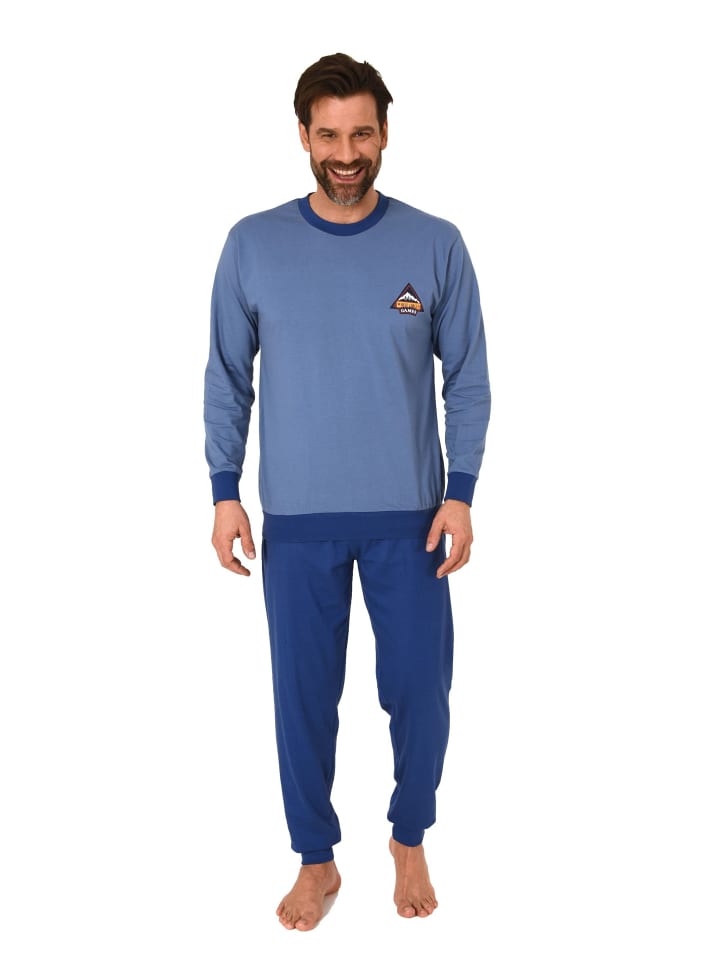 NORMANN langarm Schlafanzug Homewear Bündchen Pyjama Hausanzug - 83273 in petrol günstig kaufen