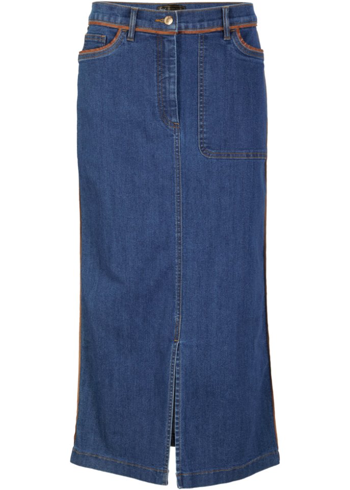 Jeansrock mit PU-Paspel