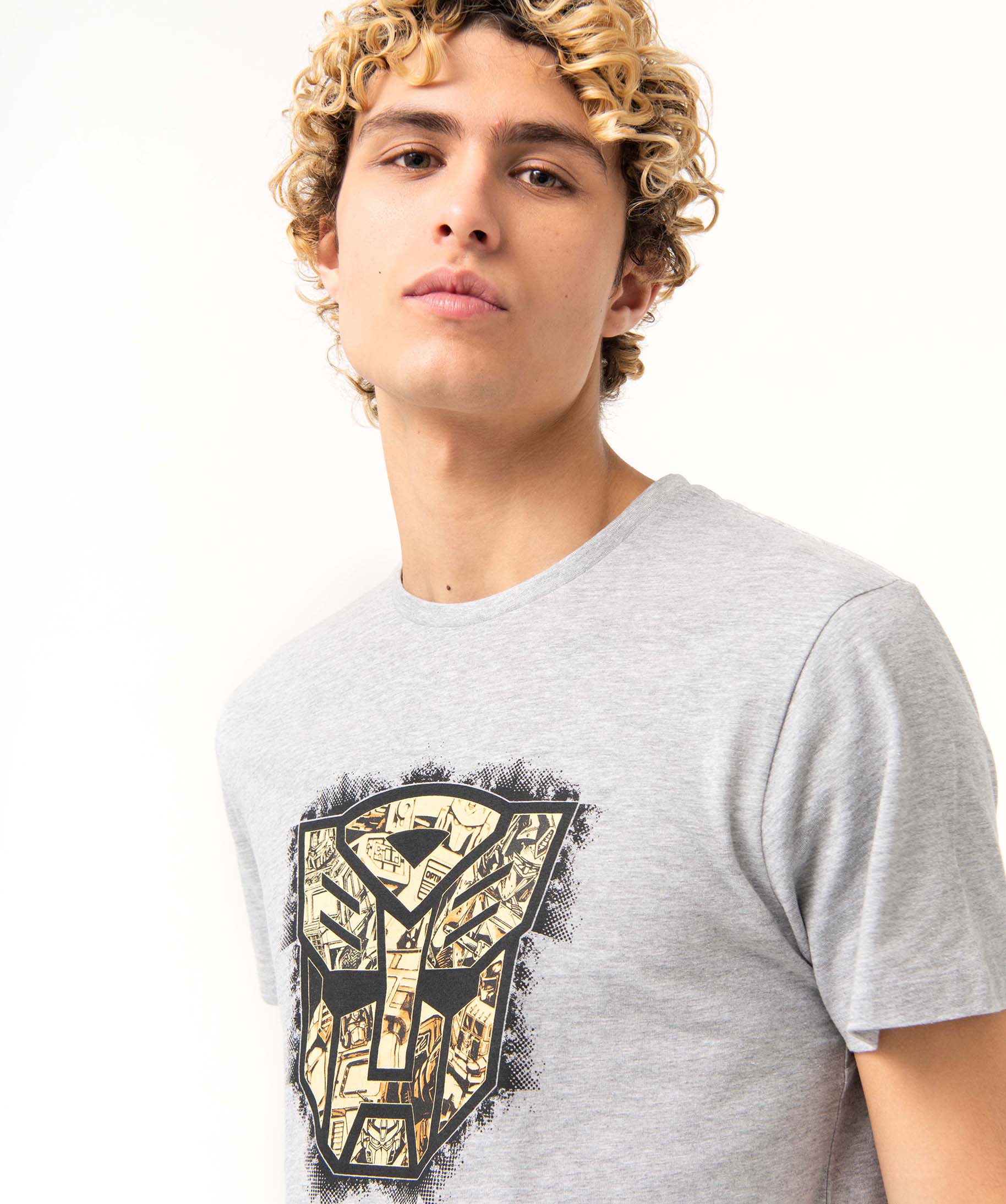 Tee-shirt homme imprimé à manches courtes - Transformers gris clair | GEMO