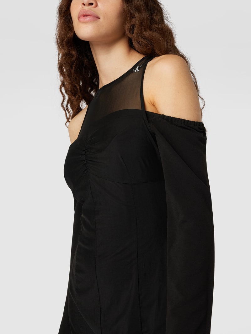 Minikleid mit Label-Print Modell 'MESH DOUBLE LAYERING DRESS' in black
