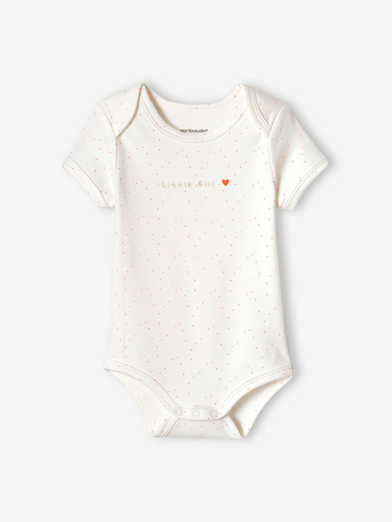 Vertbaudet 3er-Pack Baby Schlupfbodys mit Herzen Oeko-Tex - wollweiß