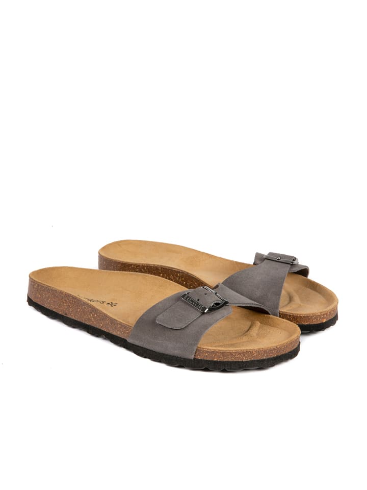 BABUNKERS Family Leder-Pantoletten in Grau günstig kaufen