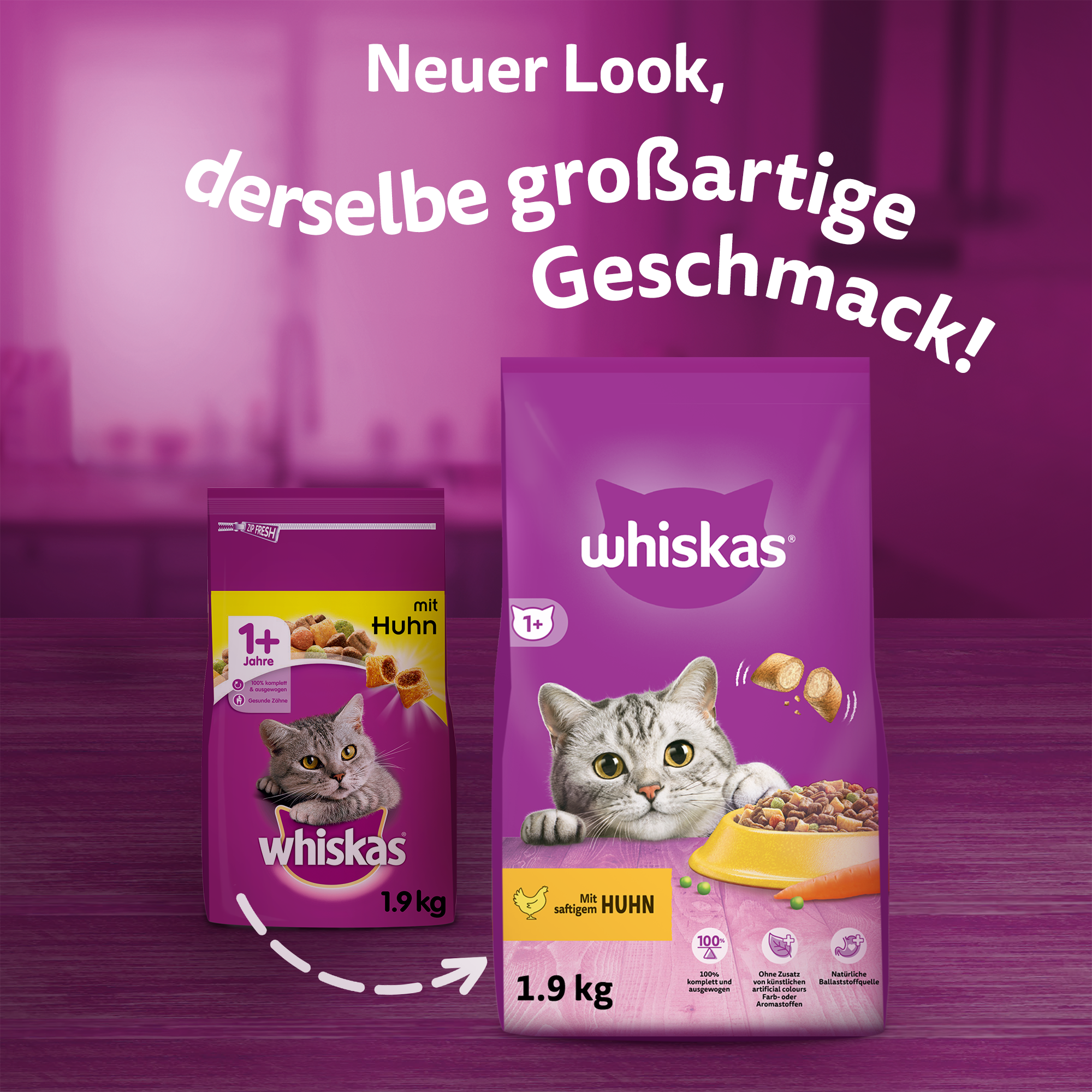Whiskas Trockenfutter Whiskas 1+ Adult Huhn 1,9 kg