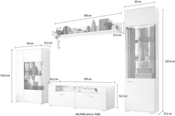 set one by Musterring Wohnwand TACOMA, (Set, 4-St), Typ 52, mit Wandboard