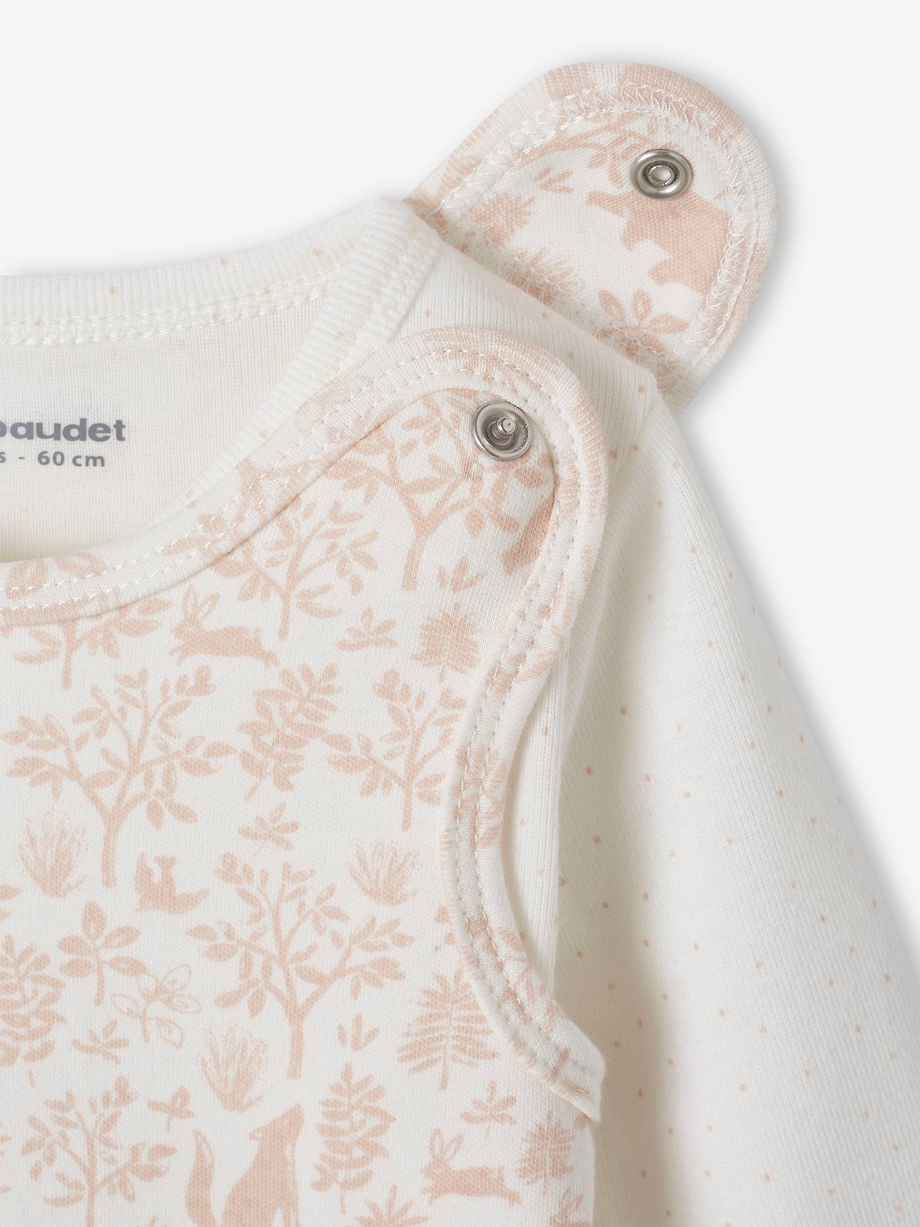 Ensemble naissance 3 pièces : combinaison + body + doudou en coton bio rose poudré
