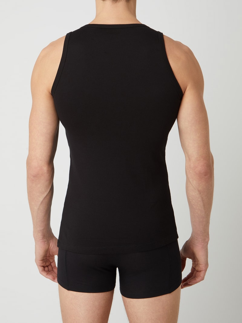 Regular Fit Tanktop aus Baumwolle im 2er-Pack in schwarz