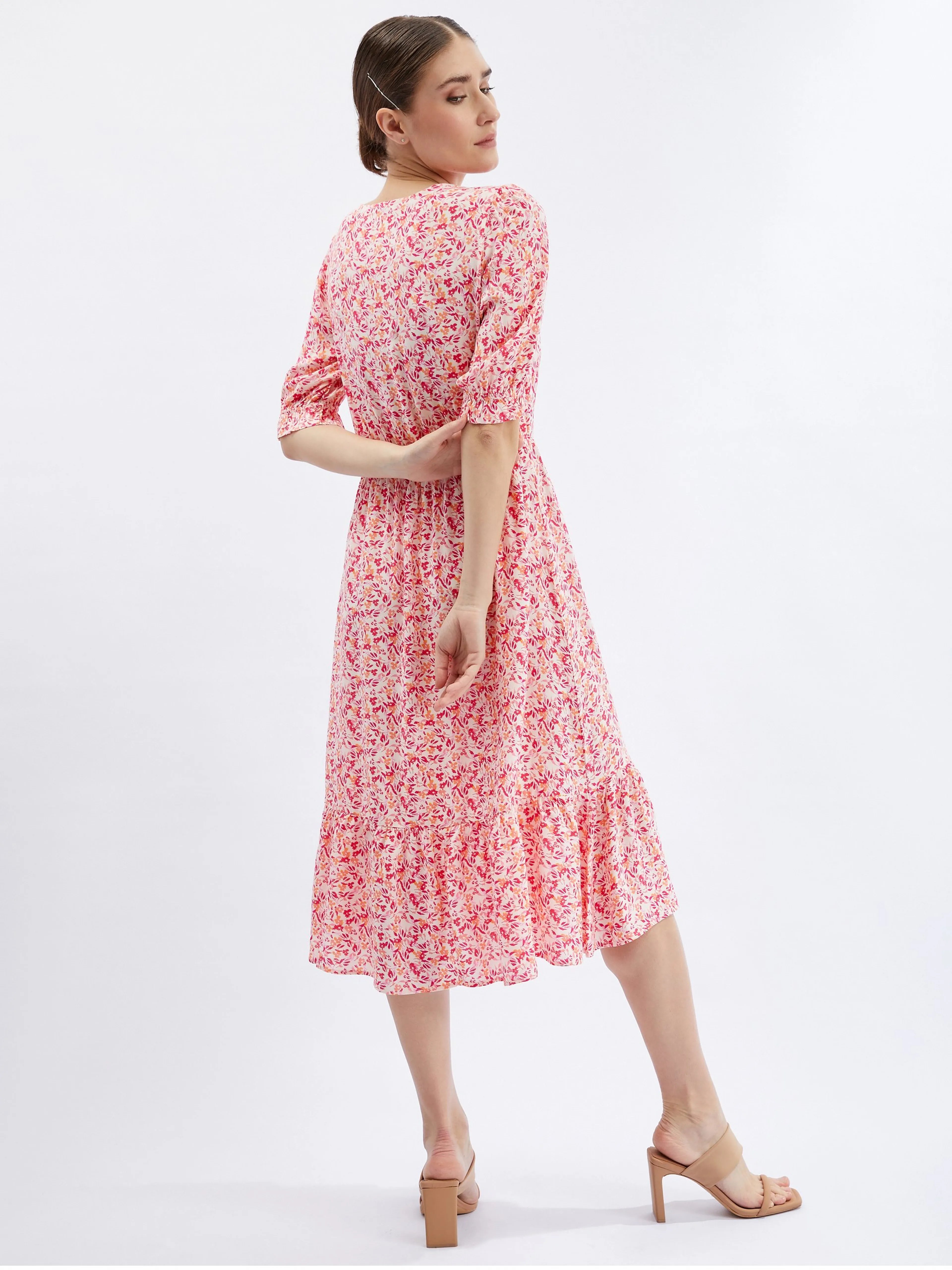 Orange-rosa Damen-Blumenkleid ORSAY