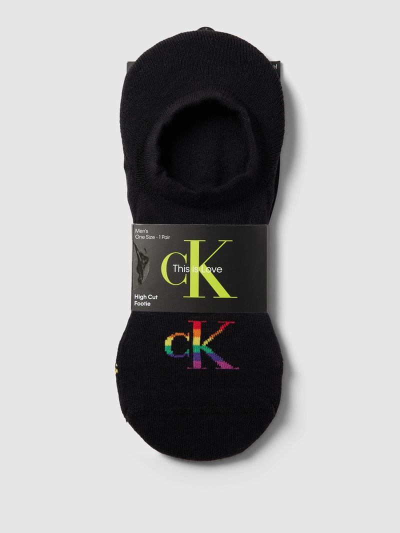 Sneakersocken mit Label-Print Modell 'MEN FOOTIE' in black