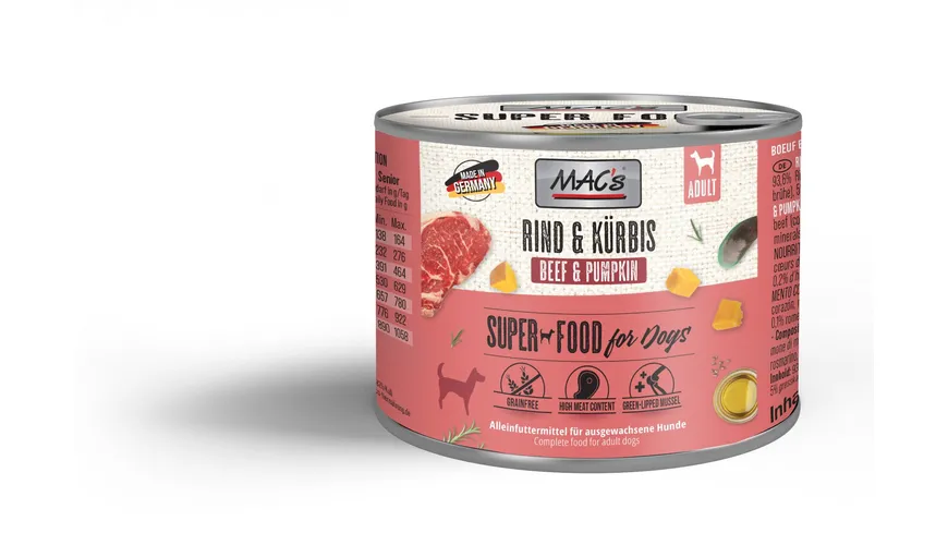 MAC's DOG Hundenassfutter Rind & Kürbis 200 g