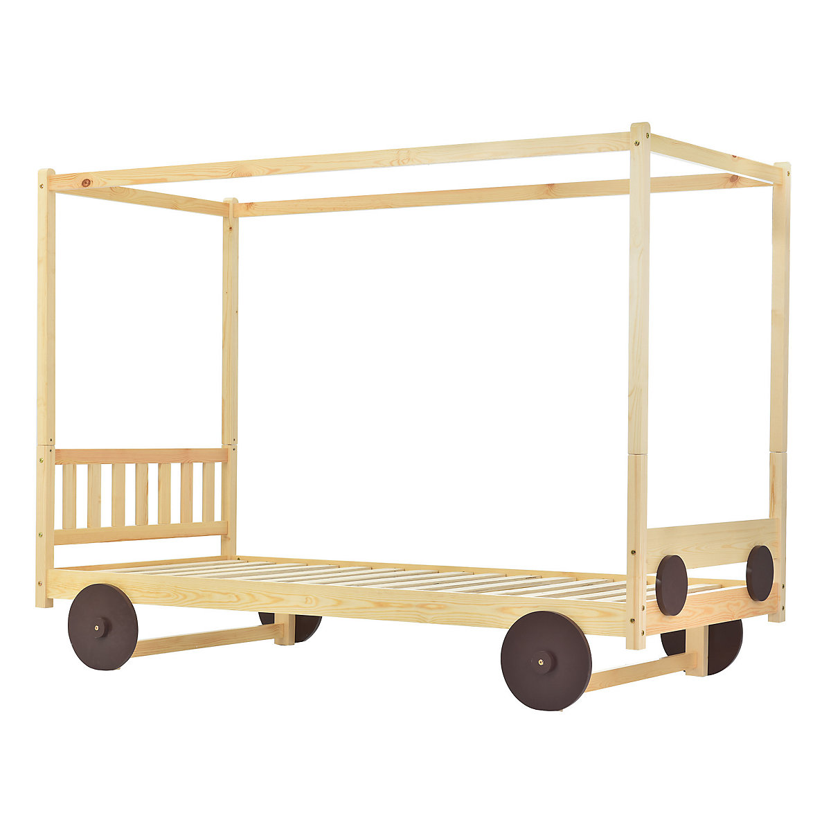 Autobett Kinderbett mit MDF-Rädern, abnehmbarer Rahmen, Rahmen aus Kiefer