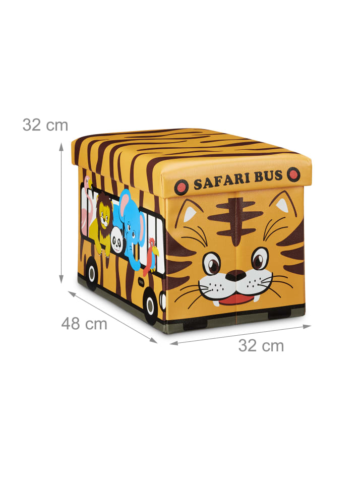 relaxdays Spielzeugkiste Tiger in Braun - (B)48 x (H)32 x (T)32 cm günstig kaufen onesize