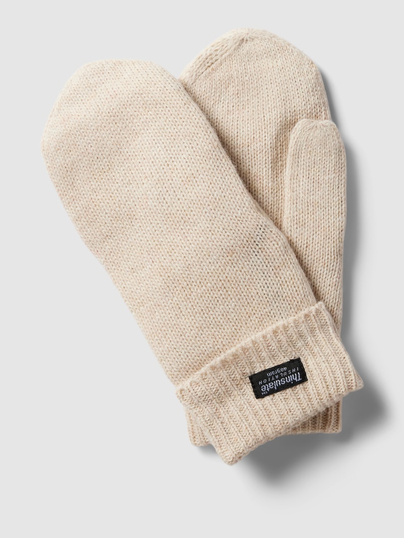 Handschuhe aus Wolle mit breitem Umschlag in beige