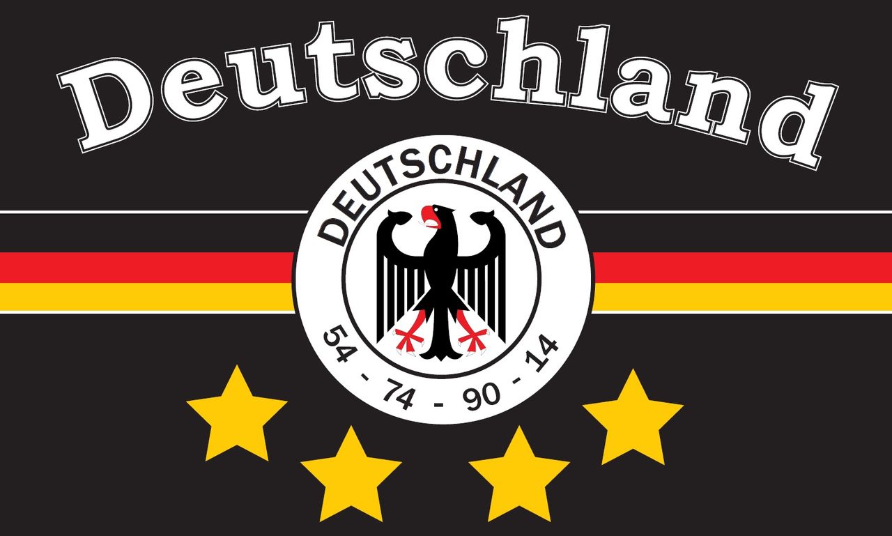 trends4cents Flagge DEUTSCHLAND 7 Fußball 4 STERNE schwarz 90 x 150 cm Die Mannschaft Weltmeisterschaft , Fanflagge, Fanartikel, Flagge '54,'74,'90,'16