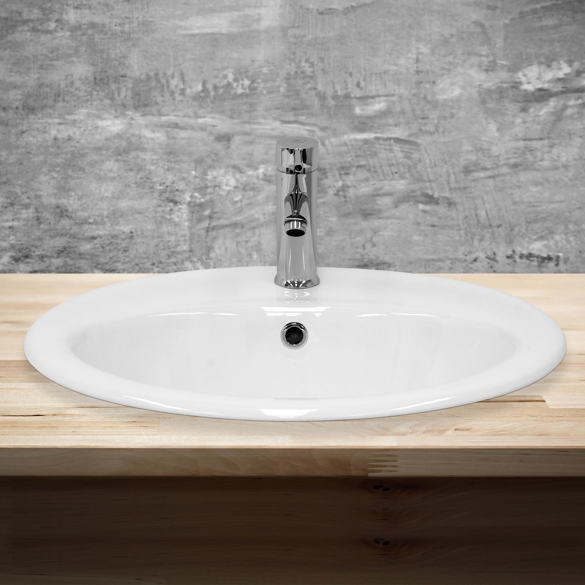 ML-DESIGN Waschbecken Waschbecken oval 57x195x485 cm Weiß aus Keramik ML-Design