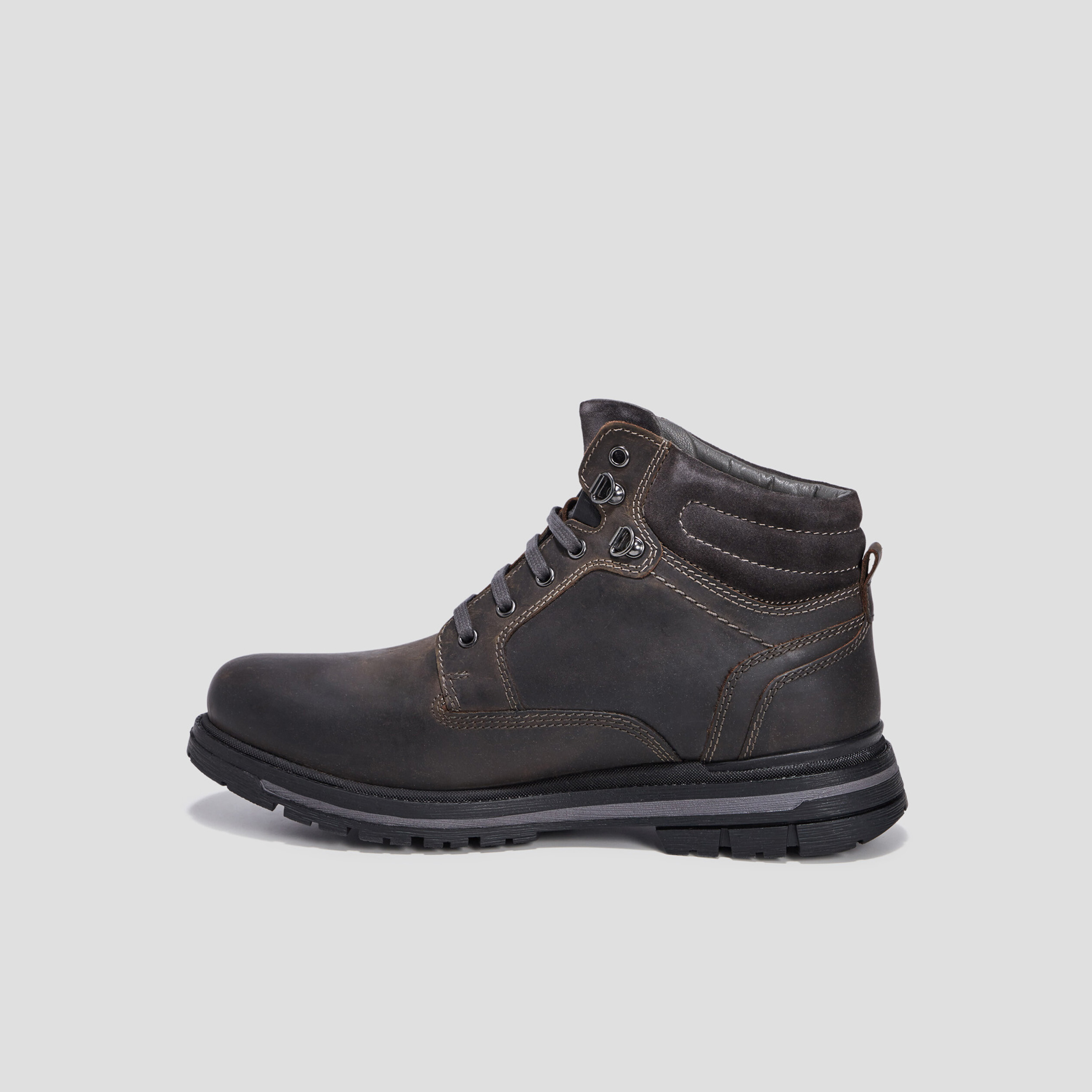 Bottines à lacets en cuir gris homme | La Halle
