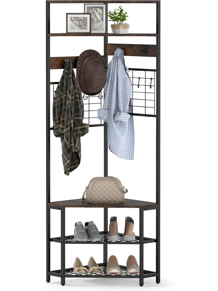 COSTWAY 180CM Garderobenständer Eck in Braun günstig kaufen onesize