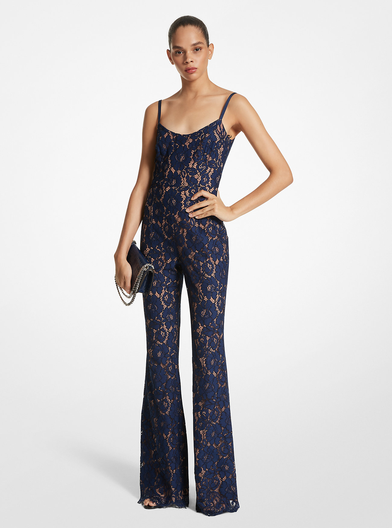 Tuta intera in pizzo floreale - BLU NAVY
